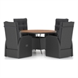 Afuera Living Contemporary Synthetic Poly Rattan Outdoor Dining Set in Black