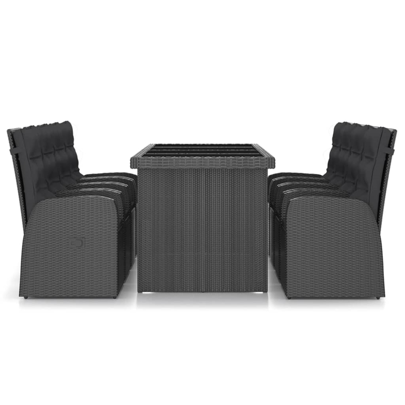 Afuera Living Contemporary Synthetic Poly Rattan Outdoor Dining Set in Black