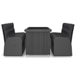 Afuera Living Contemporary Synthetic Poly Rattan Outdoor Dining Set in Black