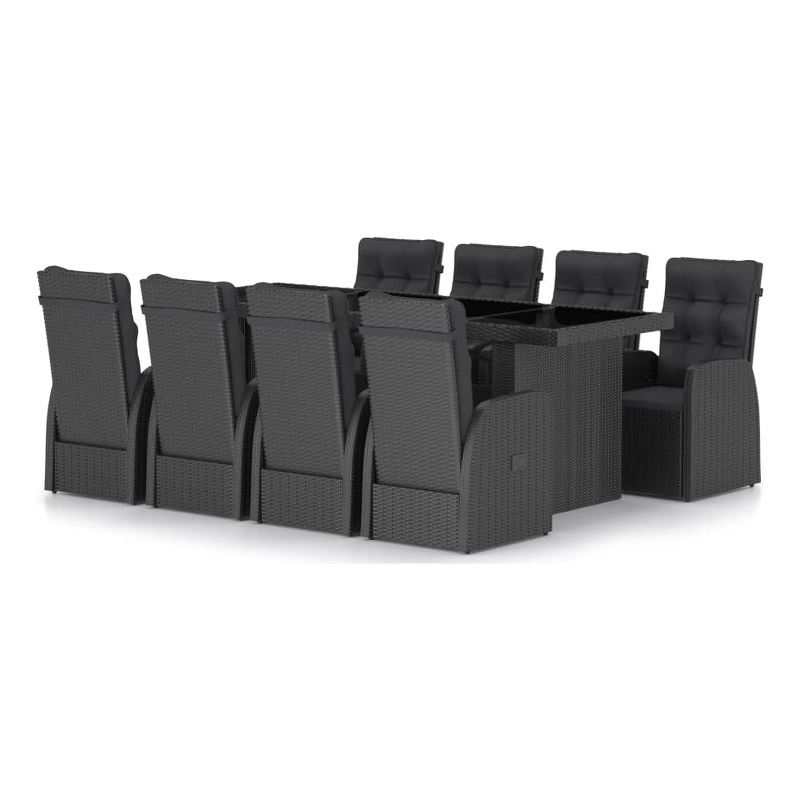 Afuera Living Contemporary Synthetic Poly Rattan Outdoor Dining Set in Black