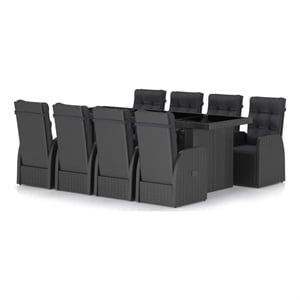 Afuera Living Contemporary Synthetic Poly Rattan Outdoor Dining Set in Black
