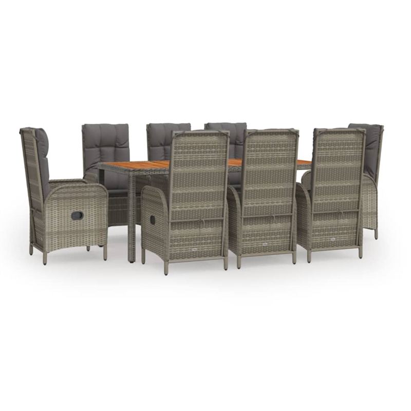 Afuera Living Contemporary PE Rattan Large Garden Dining Set in Gray