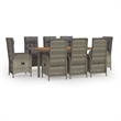 Afuera Living Contemporary PE Rattan Large Garden Dining Set in Gray