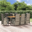 Afuera Living Contemporary PE Rattan Large Garden Dining Set in Gray