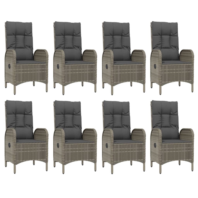 Afuera Living Contemporary PE Rattan Large Garden Dining Set in Gray