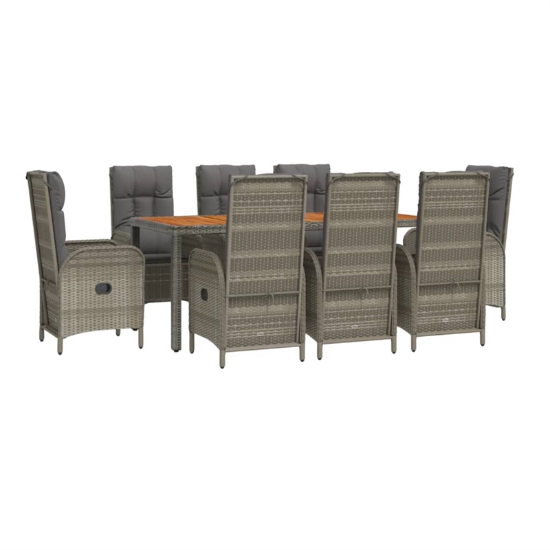 Afuera Living Contemporary PE Rattan Large Garden Dining Set in Gray