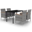 Afuera Living Contemporary PE Rattan Medium Garden Dining Set in Gray