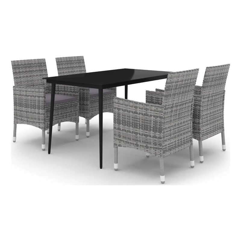 Afuera Living Contemporary PE Rattan Large Garden Dining Set in Gray