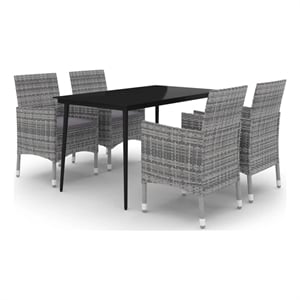 Afuera Living Contemporary PE Rattan Large Garden Dining Set in Gray