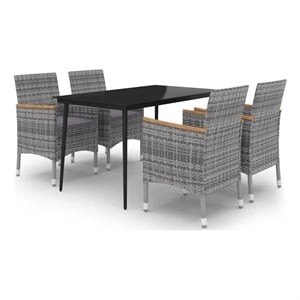 Afuera Living Contemporary Garden Dining Set in Gray/Dark Gray/Black