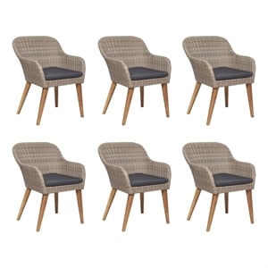 Afuera Living Contemporary Outdoor Dining Set in Brown and Dark Gray