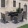 Afuera Living Synthetic Poly Rattan 9 Piece Dining Set in Gray/Brown