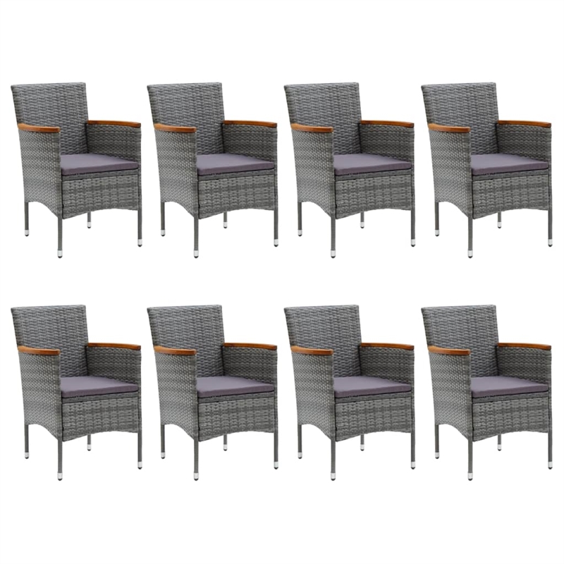 Afuera Living Synthetic Poly Rattan 9 Piece Dining Set in Gray/Brown