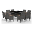 Afuera Living Synthetic Poly Rattan 9 Piece Dining Set in Gray/Brown