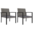 Afuera Living Contemporary Synthetic Poly Rattan Dining Set in Gray/Black
