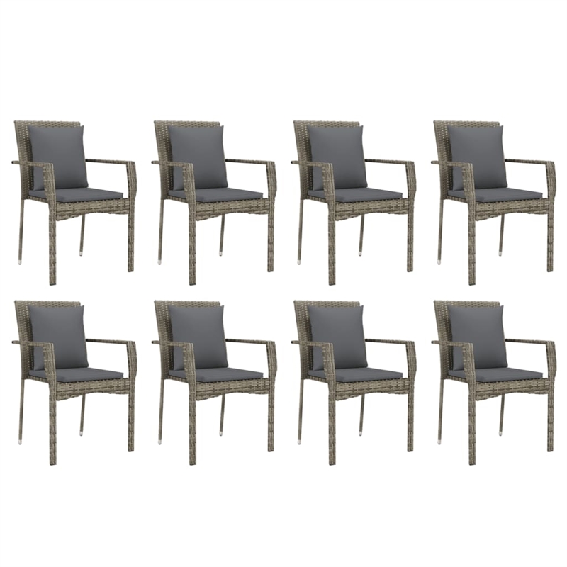 Afuera Living Rattan Powder-Coated Steel Glass Garden Dining Set in Gray