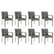 Afuera Living Rattan Powder-Coated Steel Glass Garden Dining Set in Gray