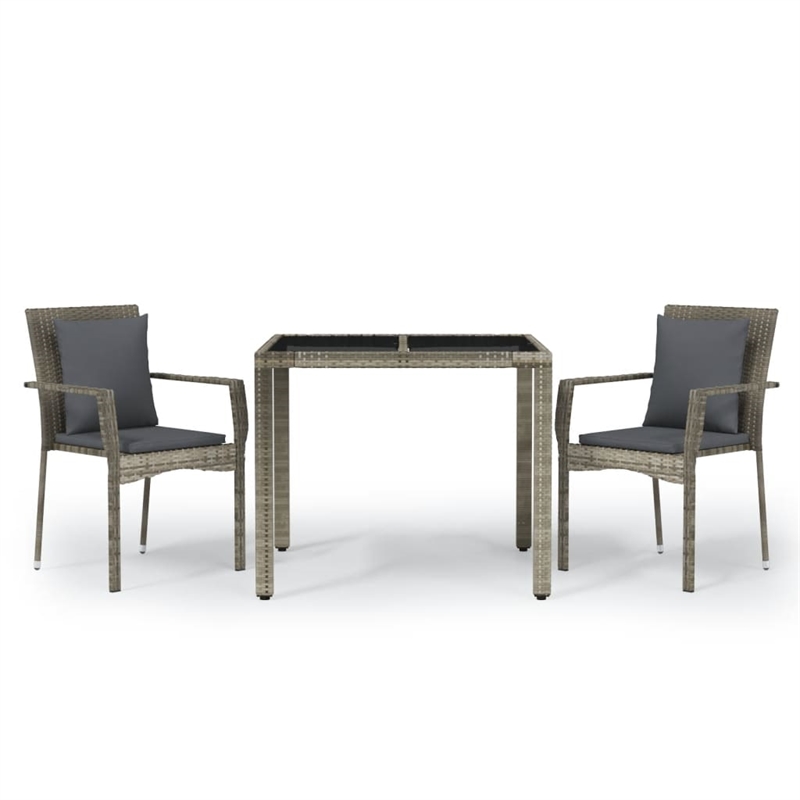 Afuera Living Rattan/Powder-Coated Steel/Glass Garden Dining Set in Gray