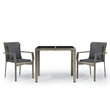 Afuera Living Rattan/Powder-Coated Steel/Glass Garden Dining Set in Gray