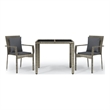 Afuera Living Rattan/Powder-Coated Steel/Glass Garden Dining Set in Gray