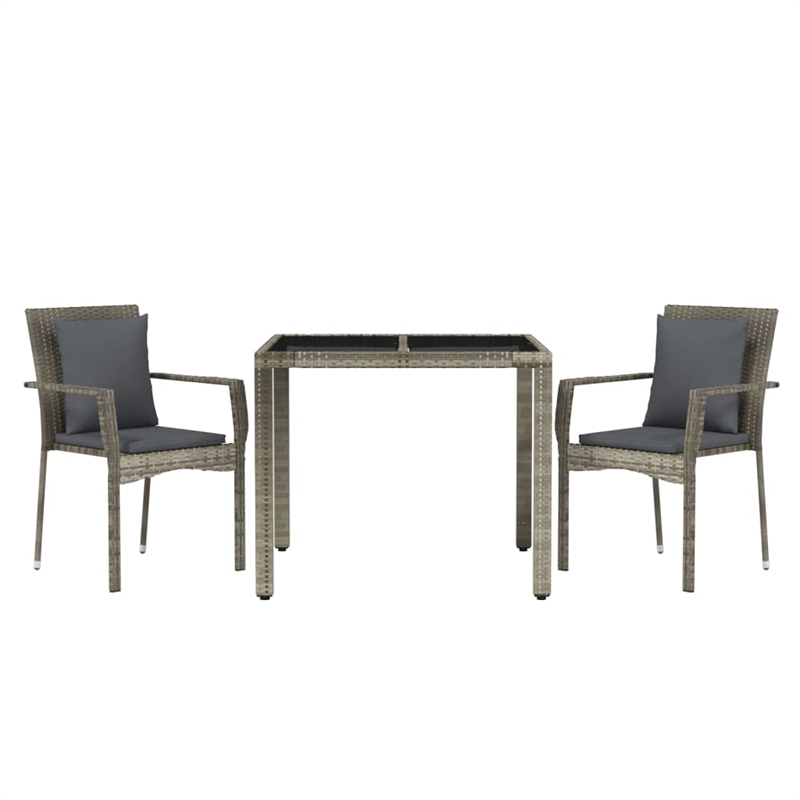 Afuera Living Rattan/Powder-Coated Steel/Glass Garden Dining Set in Gray