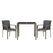 Afuera Living Rattan/Powder-Coated Steel/Glass Garden Dining Set in Gray