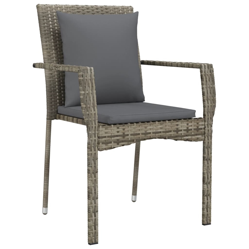 Afuera Living Rattan/Powder-Coated Steel/Glass Garden Dining Set in Gray