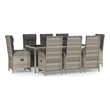 Afuera Living Rattan/Powder-Coated Steel/Glass Garden Dining Set in Gray