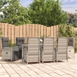 Afuera Living Rattan/Powder-Coated Steel/Glass Garden Dining Set in Gray