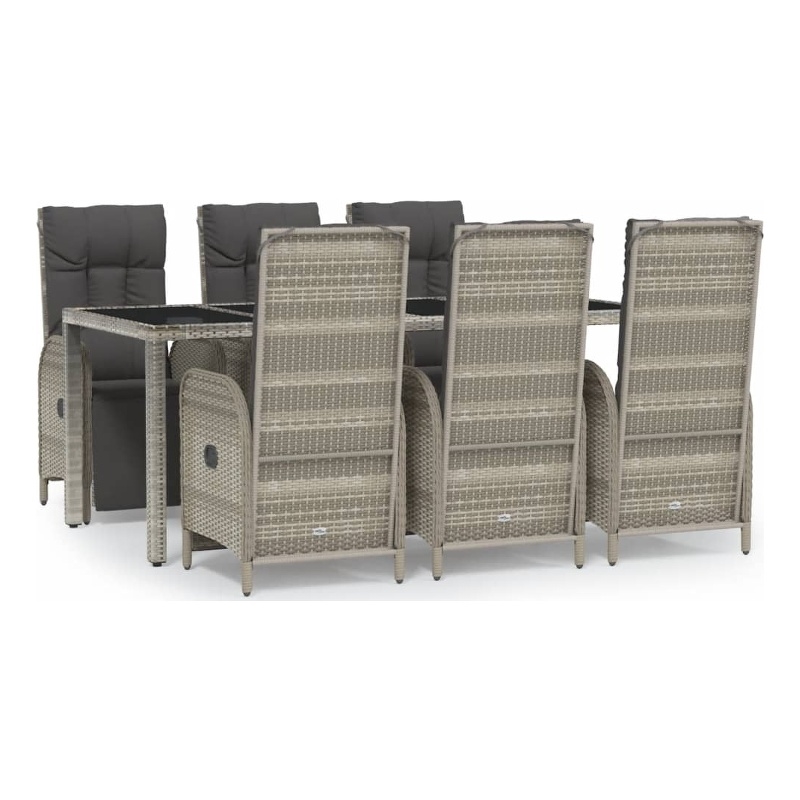 Afuera Living Rattan/Powder-Coated Steel/Glass Garden Dining Set in Gray