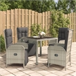 Afuera Living Rattan/Powder-Coated Steel/Glass Garden Dining Set in Gray