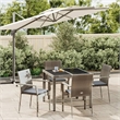 Afuera Living Rattan/Powder-Coated Steel/Glass Garden Dining Set in Gray