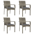 Afuera Living Rattan/Powder-Coated Steel/Glass Garden Dining Set in Gray