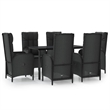 Afuera Living Rattan/Powder-Coated Steel/Glass Patio Dining Set in Black