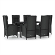 Afuera Living Rattan/Powder-Coated Steel/Glass Patio Dining Set in Black