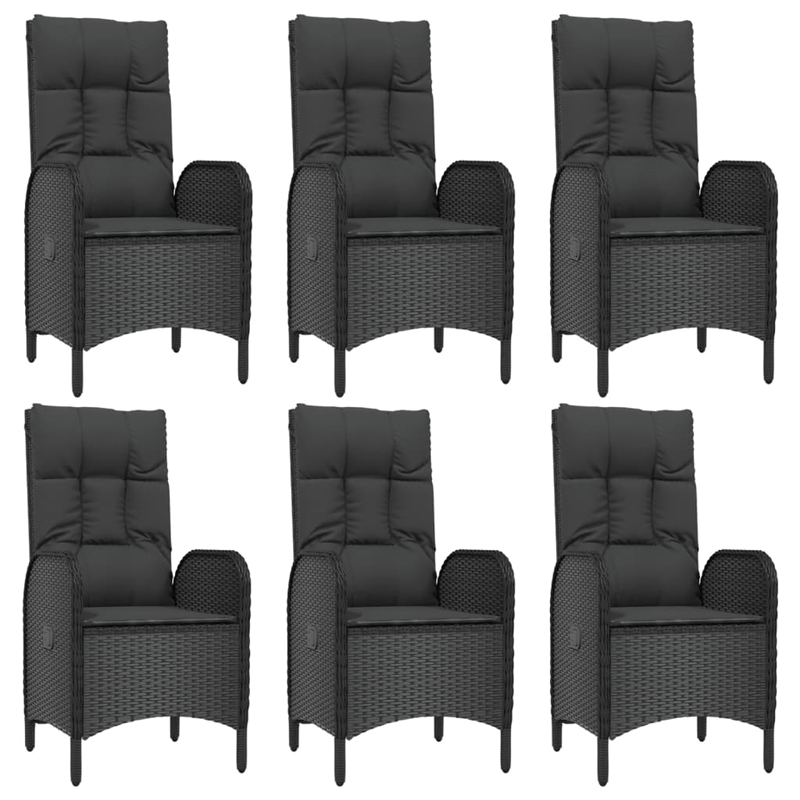 Afuera Living Rattan/Powder-Coated Steel/Glass Patio Dining Set in Black