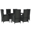 Afuera Living Rattan/Powder-Coated Steel/Glass Patio Dining Set in Black
