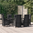 Afuera Living Rattan/Powder-Coated Steel/Glass Patio Dining Set in Black
