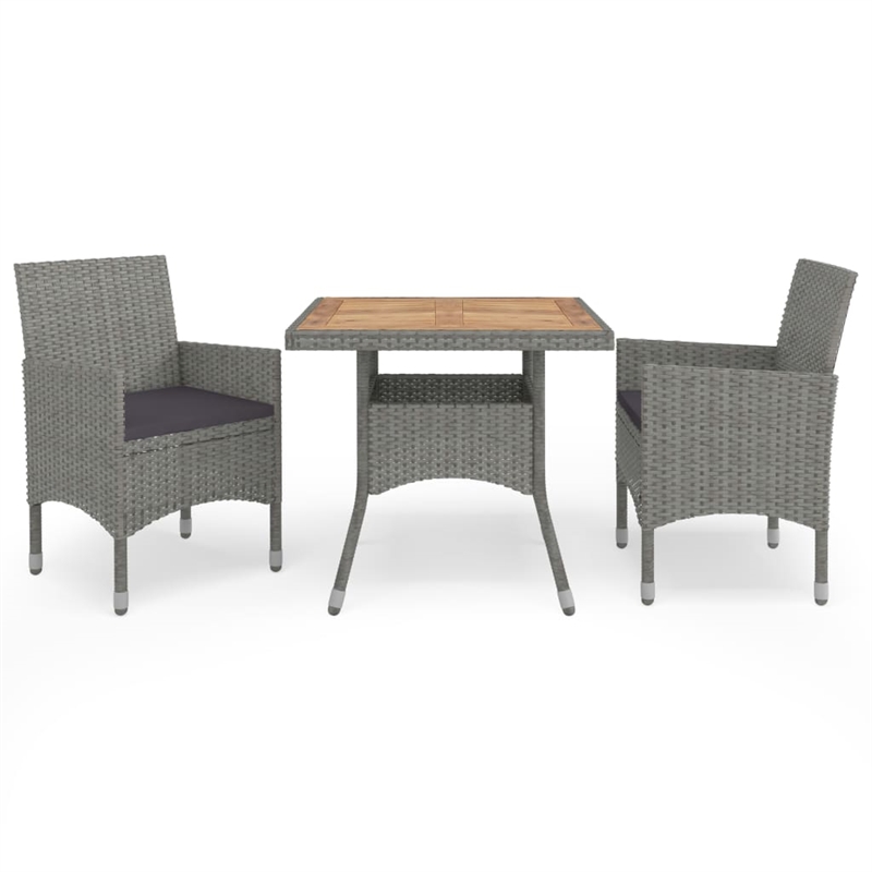 Afuera Living Dining Set in Gray/Brown with Rattan/Wood/Powder-Coated Steel