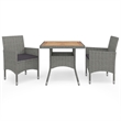 Afuera Living Dining Set in Gray/Brown with Rattan/Wood/Powder-Coated Steel