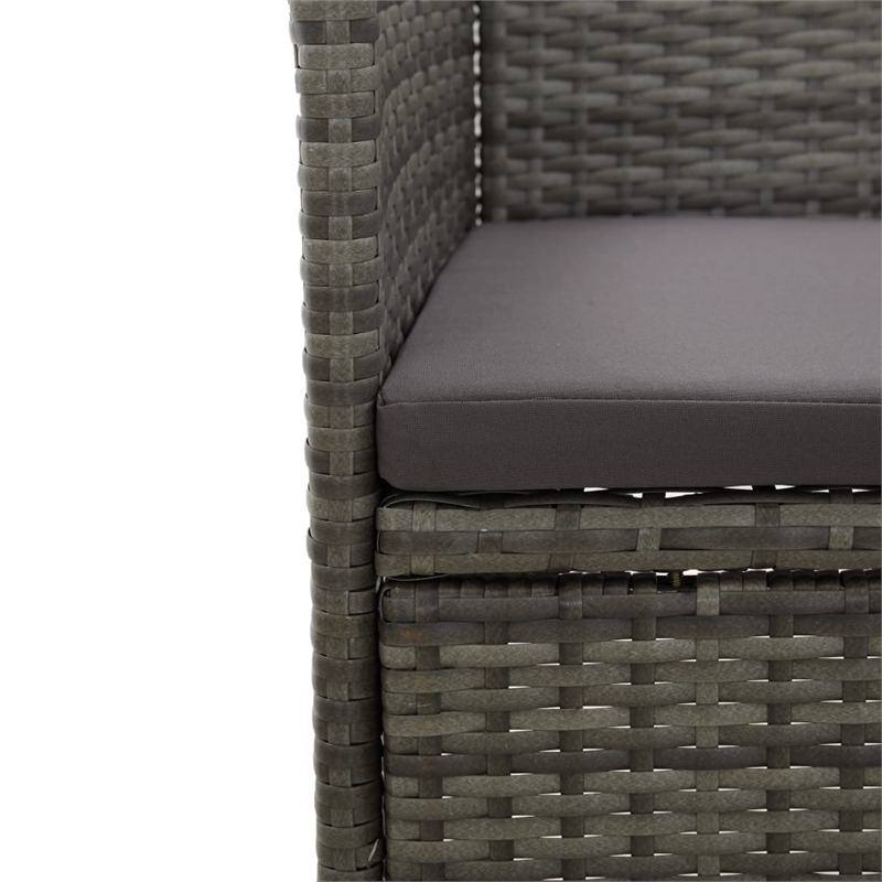 Afuera Living Dining Set in Gray/Brown with Rattan/Wood/Powder-Coated Steel