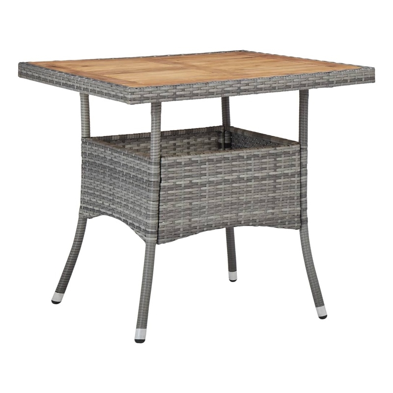 Afuera Living Dining Set in Gray/Brown with Rattan/Wood/Powder-Coated Steel