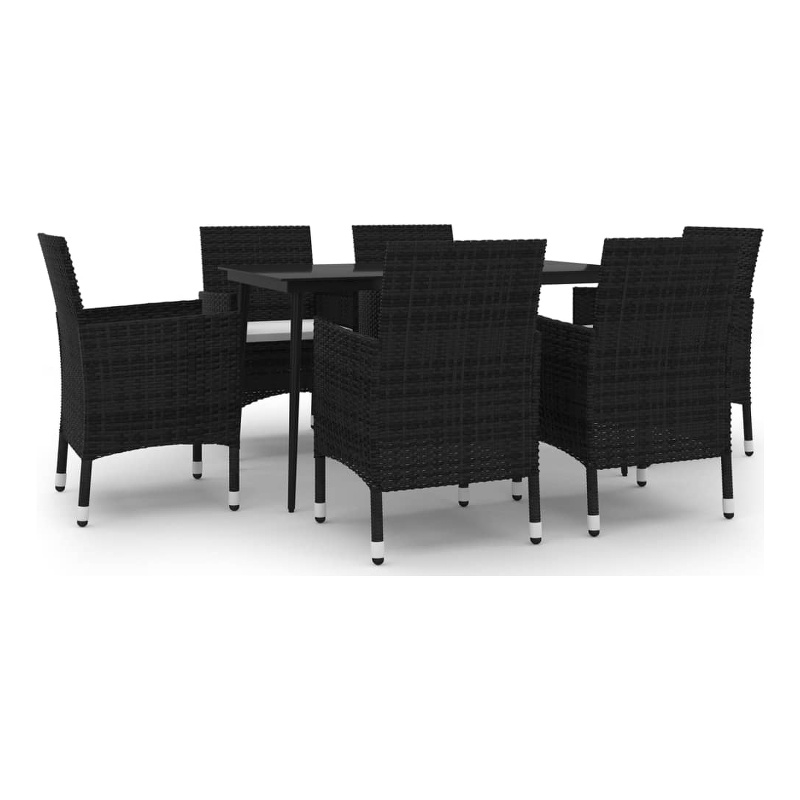 Afuera Living Contemporary Rattan Garden Dining Set in Black