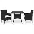 Afuera Living Contemporary Synthetic Poly Rattan Dining Set in Black and Cream