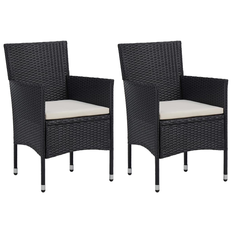 Afuera Living Contemporary Synthetic Poly Rattan Dining Set in Black and Cream
