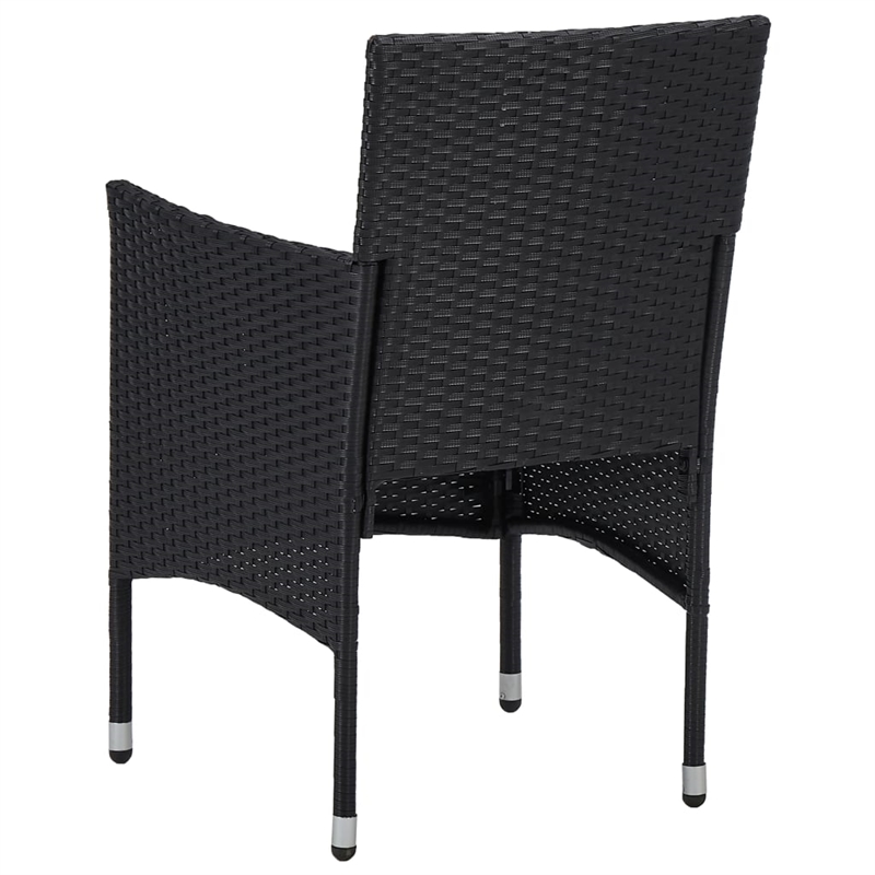Afuera Living Contemporary Synthetic Poly Rattan Dining Set in Black and Cream
