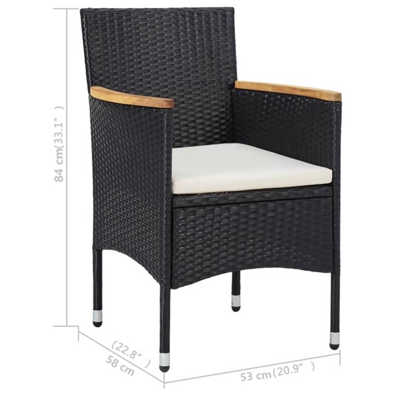 Afuera Living Contemporary Synthetic Poly Rattan Dining Set in Black & in Brown