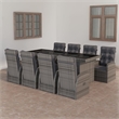 Afuera Living Contemporary PE Rattan Large Garden Dining Set in Gray