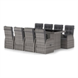 Afuera Living Contemporary PE Rattan Large Garden Dining Set in Gray