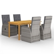 Afuera Living Garden Dining Set in Gray PE Rattan with Standard Removable Covers